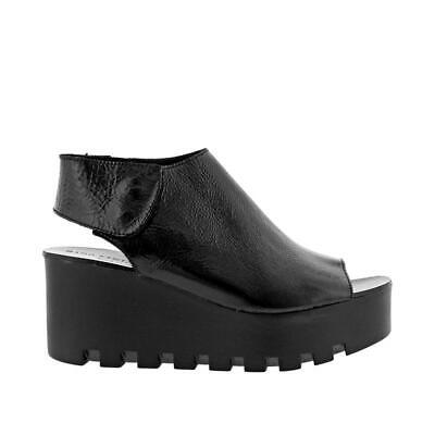Pre-owned Melrose 8100  Slingback Wedge Platform Sandal In Black_patent