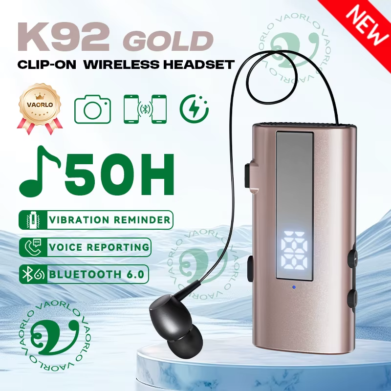 K92 Bluetooth 6.0 Lavalier Business Headset Call 30h/Music 50h Vibration Reminde