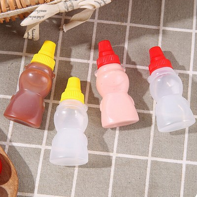 2Pcs/Pack Mini Bear Seasoning Bottle Portable Ketchup Salad Dressing ContainBI