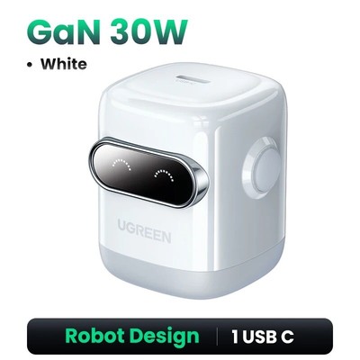 UGREEN 65W/30W GaN Charger (US Plug)   Robot Design, QC4.0/3.0 PPS, PD3.0