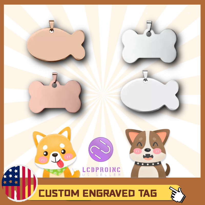 PET ID TAG CUSTOM ENGRAVED PERSONALIZED DOG CAT NAME TAGS DOUBLE SIDE