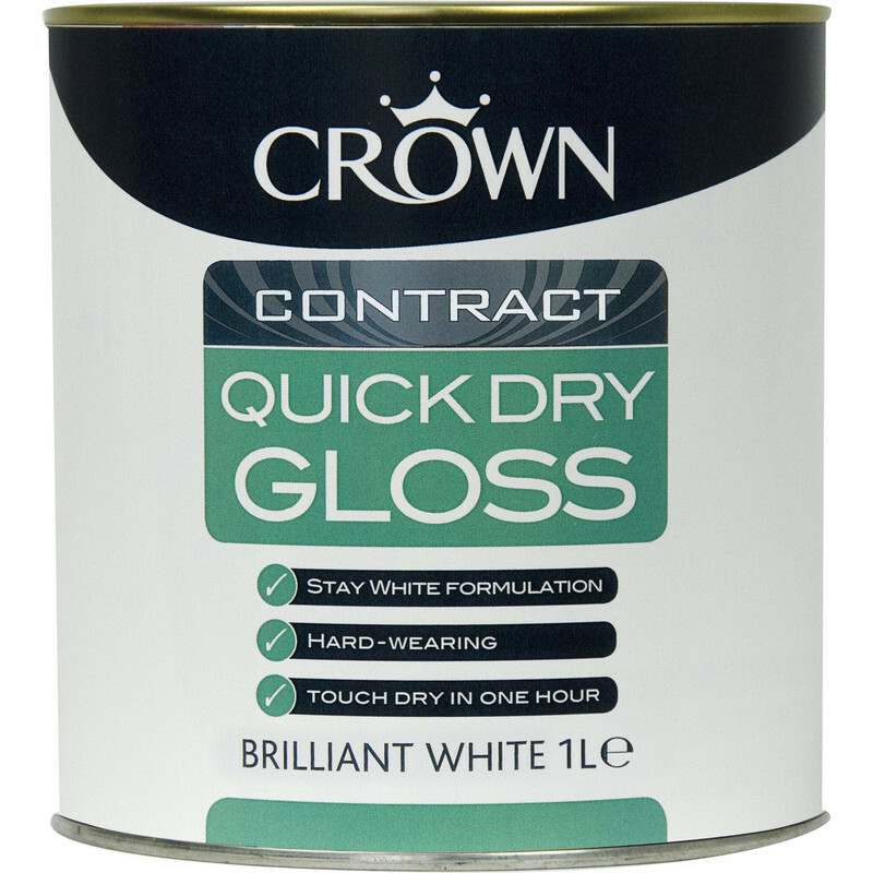 Crown Contract Quick Dry Gloss Paint Brilliant White 1L
