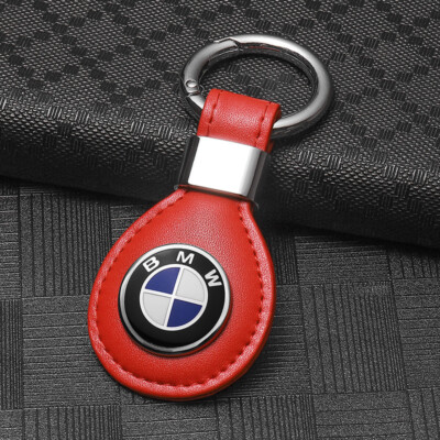 Vintage Orange Genuine Leather Key Chain Key Ring Key Fob Car Accessorie for BMW