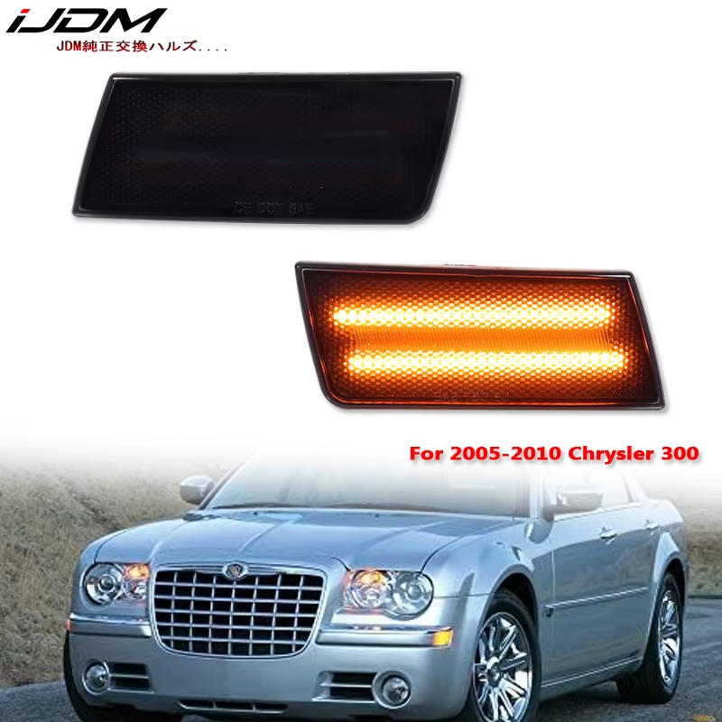 For Chrysler 300 300C 2005-2010 2PCS LED Side Marker Light Amber Front Bumper Tu