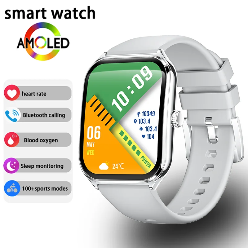 New Ultra Thin Smart Watch Men AMOLED 360*360 HD Pixel Display 