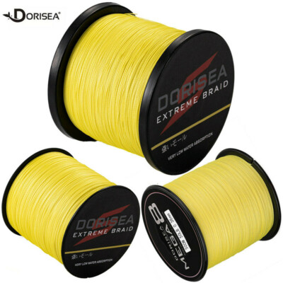 Dorisea 4/8 Strands 100-2000M  Super Strong PE Yellow Braided Fishing Line