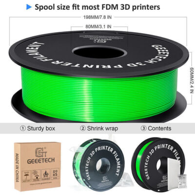 GEEETECH 3D Printer Filament PLA/ABS+/PETG/TPU/Resin 1.75mm 1KG/Roll Multicolor
