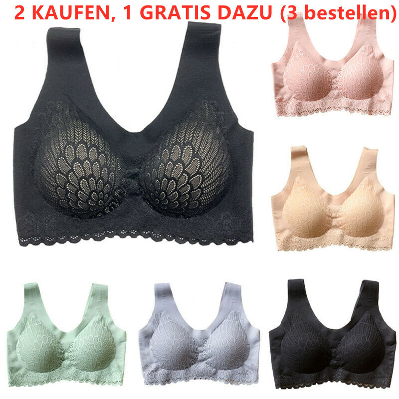 Damen Spitze Comfort BH Seamless Nahtlos Bustier Sports Push Up Bra Yoga Fitness