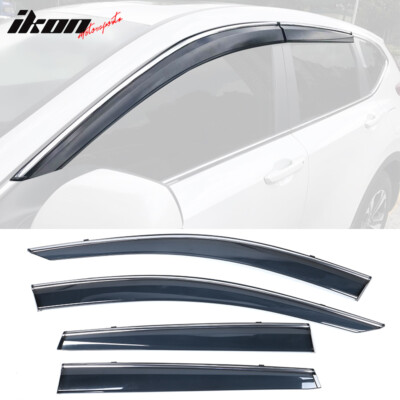 Fits 17-22 Honda CRV Window Visors w/ Chrome Trim Polycarbonate 4Pc Set