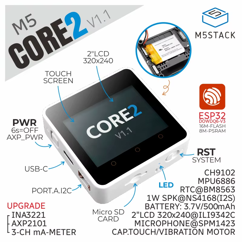 Official Core2 ESP32-D0WDQ6-V3 IoT Development Kit V1.1