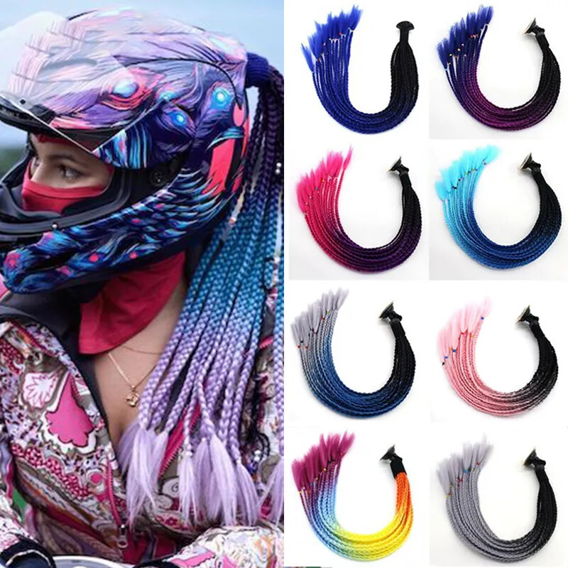Helmet Braid Pigtails Ponytail For Women Motorcycle Helmet Braid Ponytail