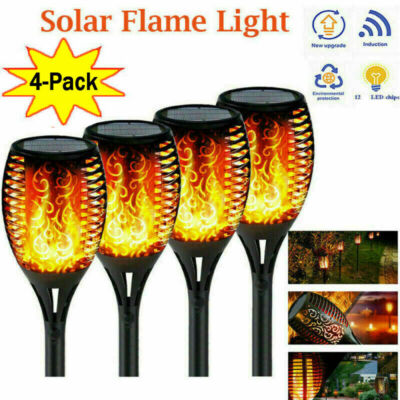 4X Large 12LED Solar Power Torch Light Flickering Flame Gard