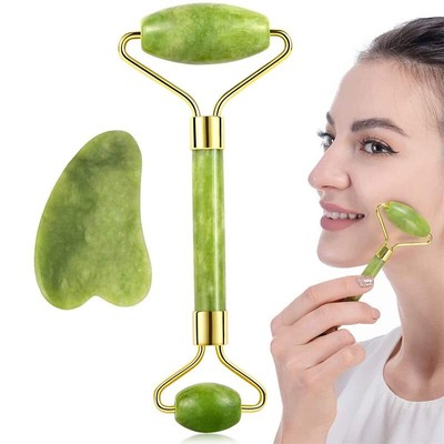 GERDANI Jade Roller for Face and Gua Sha Facial Tools to Reduce Puffiness and
