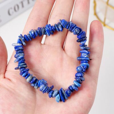 Natural Lapis Lazuil Quartz Crystal Chip Bead Stretchy Bracelet Charms Healing