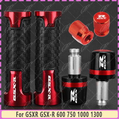 CNC Handlebar Hand Grips End Caps Set For Suzuki GSXR GSX-R 600 750 1000 1300