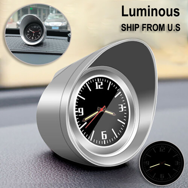 Silver Clock Luminous Pointer Round Display For Car/RV/Truck Interior Dash Mount