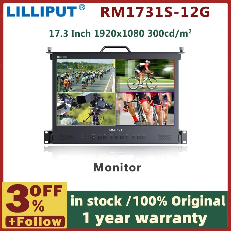 - RM1731S-12G 17.3 Inch 4×12G-SDI 1RU Pull-out Rackmount Monitor with Tally Conn