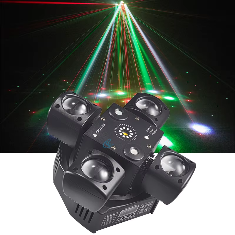 48W Colorful LED Beam Moving Head Light Red&Green Laser White Flash Lights DMX51