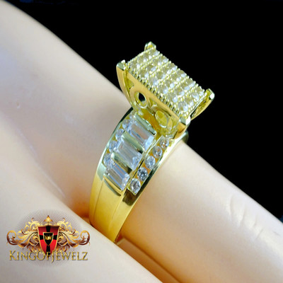Pre-owned King Of Jewelz Real 10k Yellow Gold Princess Cut Cinderella Gorgeous Ring White Lab Diamond