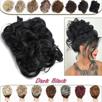 Thick As Human Messy Bun Clip Hair Extensions Curly Scrunchie Updo Chignon Combs