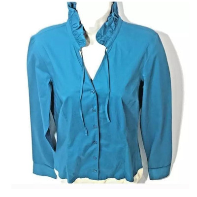 Chadwick's Women Blue Button-up Shirt - Size M