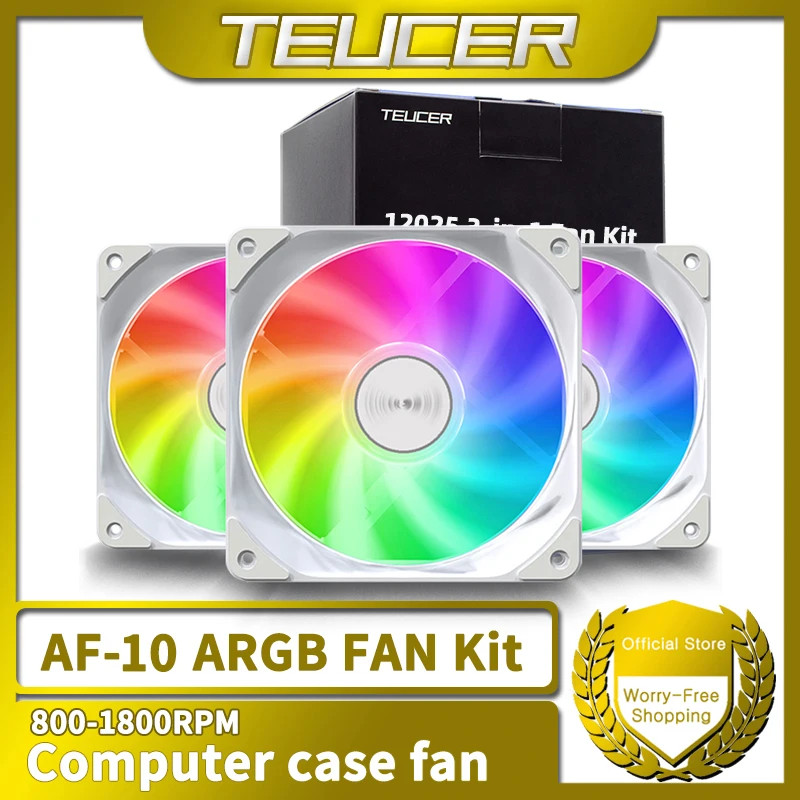 AF-10 RGB Fan 3-in-1 800-1800RPM 4Pin PWM 3Pin ARGB Cooling Fans for PC Case and