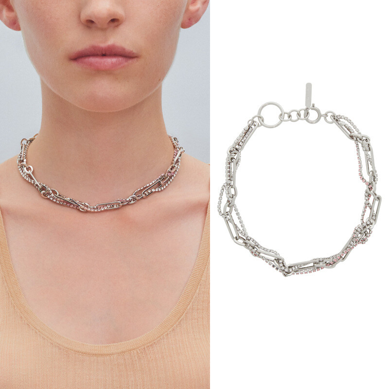 Justine Clenquet Multi-layer Crystal Chain Necklace Pendant