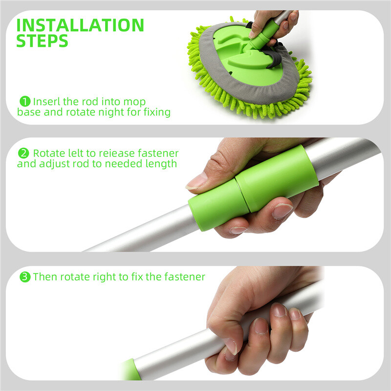 Microfiber Car Wash Brush Cleaning Mop Auto Truck 47.5" Long Handle Extension