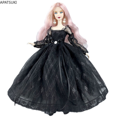 Black Fashion Doll Clothes For 11.5'' Doll Wedding Dress Outfit Lace Gown 1/6 Toy