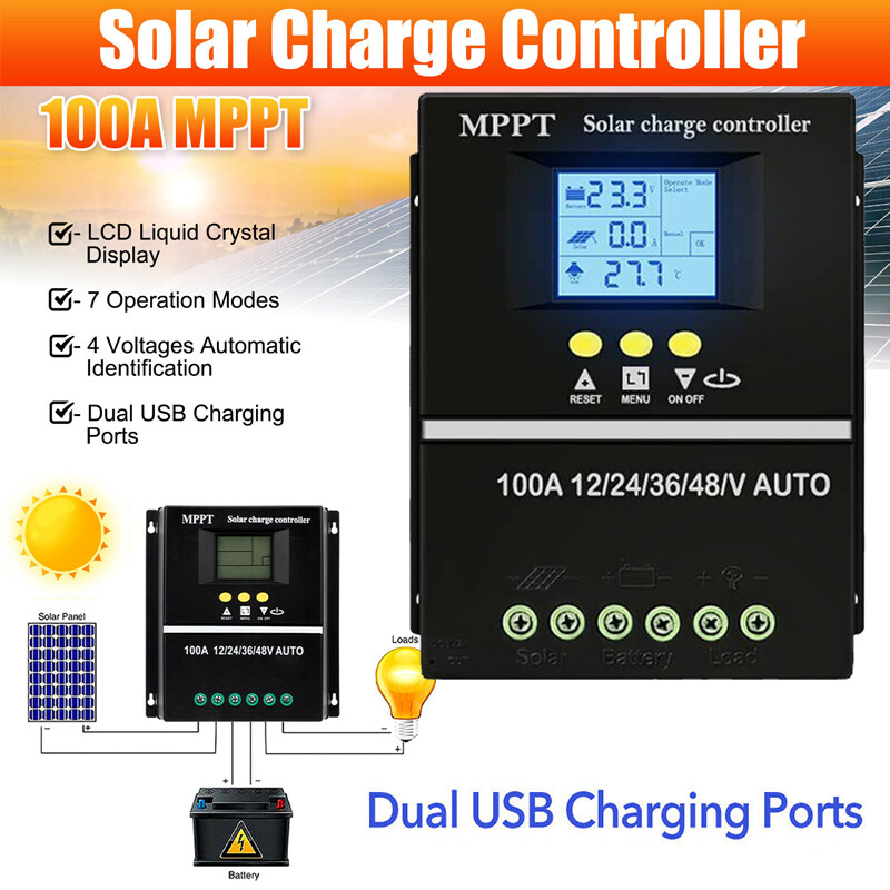 100A MPPT Solar Charge Controller 12V 24V 36V 48V PV Battery
