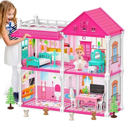 Barbie Dream House Playset 2 Story 4 Rooms 1 Doll Figure & Furniture Toy Gifts..