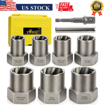 Topec Bolt Extractor Kit 9-Piece 1/2'' Drive Deep Bolt Extractor Socket Set NEW