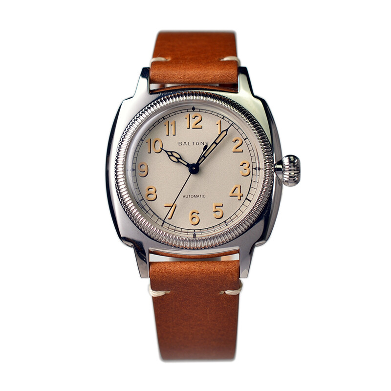 Pre-owned Baltany Men Pilot Watch Luxury 36mm Automatic Mechaical Wristwatch Luminous 9015