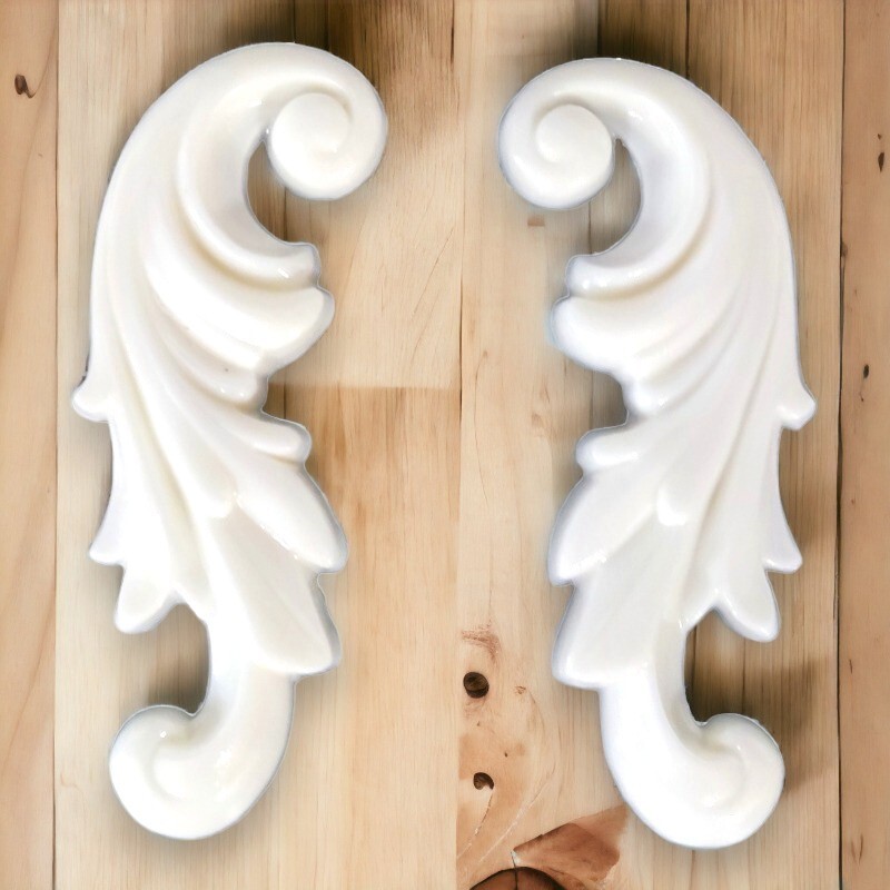 Two Ornate Decorative Appliqué Leaves Furniture Pediments Make Over Diy