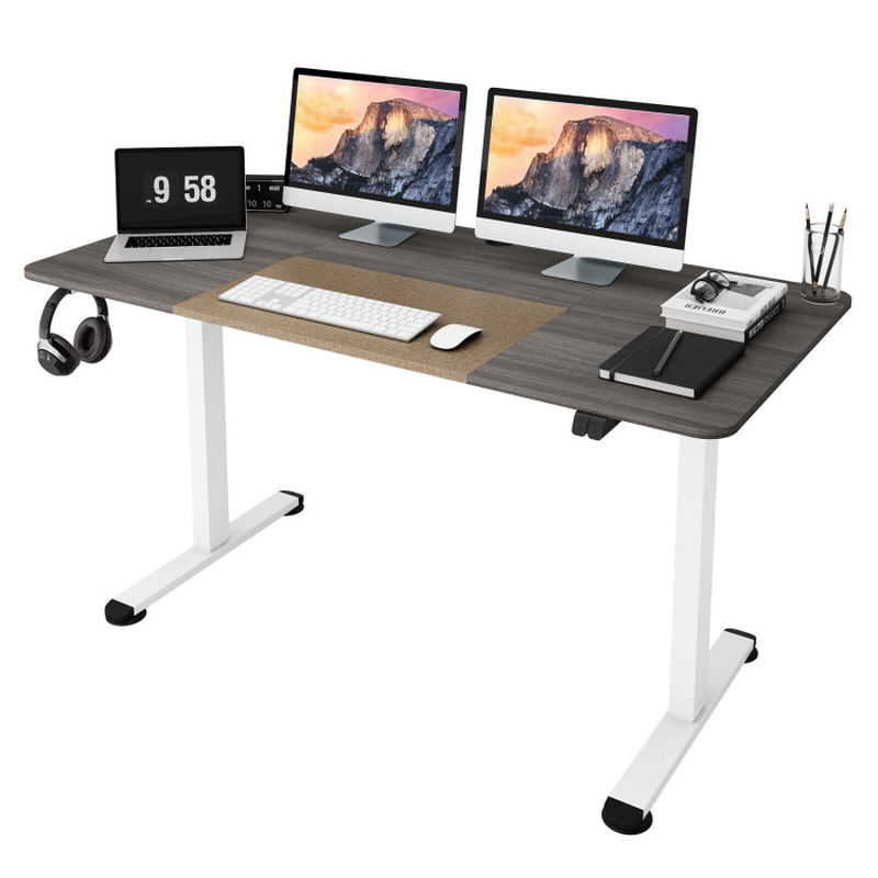 55  Inch  Electric  Height  Adjustable  Office  Desk  with  Hook