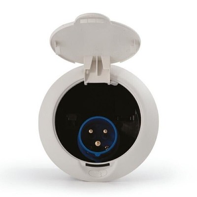 Toma Exterior 220v FAP Orus Blanca 142 mm CEE17 Cetac Autocaravana Camper