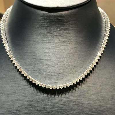 3mm Round Cut Moissanite Women s Tennis Chain Necklace 18