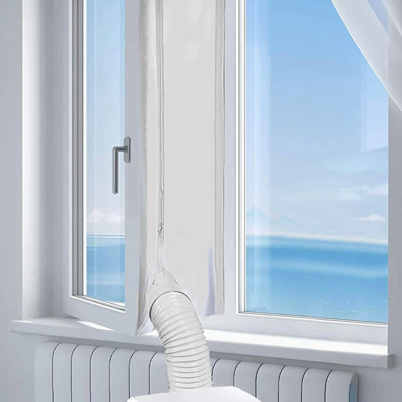 400CM Portable AC Window Seal Air Conditioner Zip Cloth Kit Adhesive Fastener