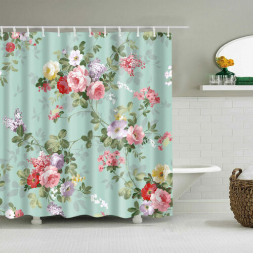 180x180cm Giraffe Pattern Bathroom Shower Curtain Panel Sheer With 12 Hook#3