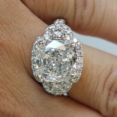 Women Pretty 925 Silver Rings Anniversary Cubic Zircon Jewelry Sz 6-10