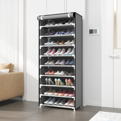 Shoe Rack 10 Layers 9 Shelf Shoes Standing Cabinet Storage Organizer Dustproof