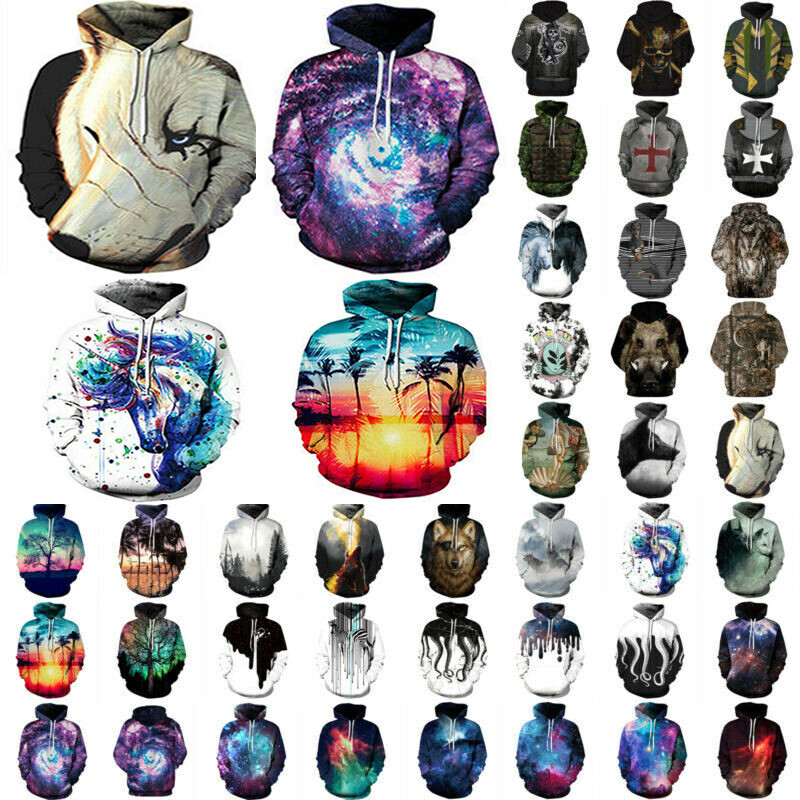 3D Tier Galaxy Grafik Paar Hoodie Kapuzenpullover Jumper Pulli Sweatshirt Jacken