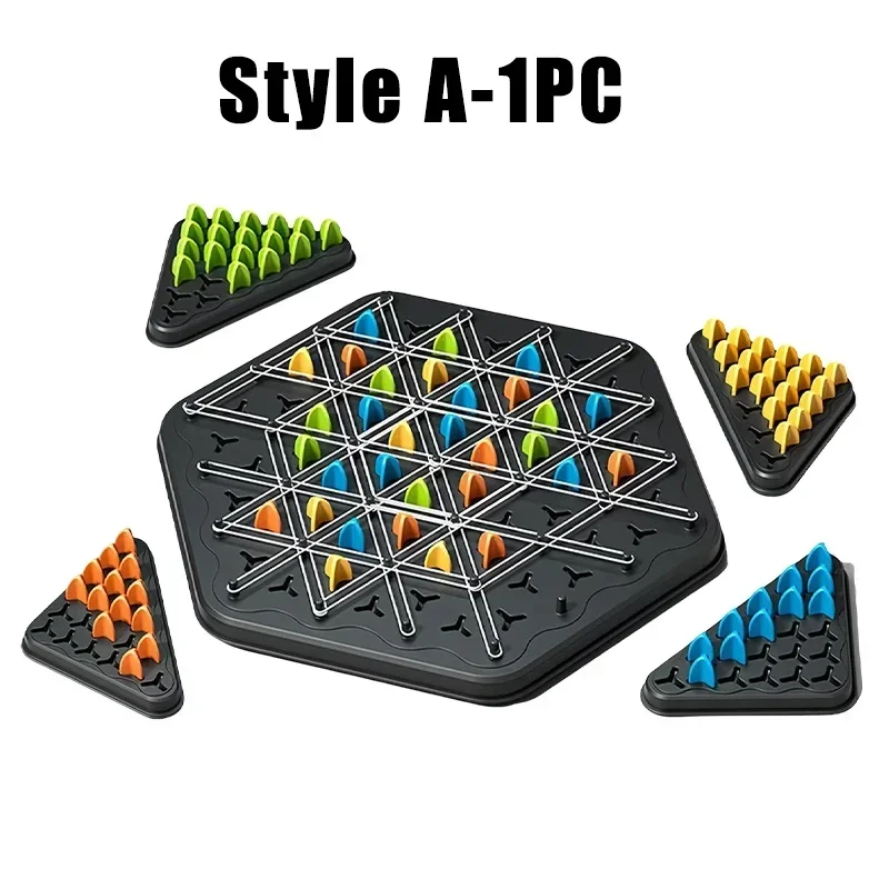 Chain Chess Triangle Board Game Rubber Band Puzzle Educational Kids Family Toy
