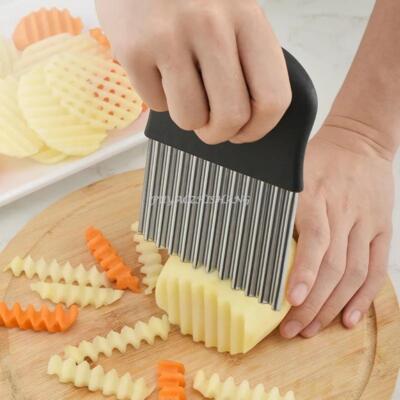 Stainless Steel Potato Chip Slicer Dough Vegetable Fruit Crinkle Wavy cutter