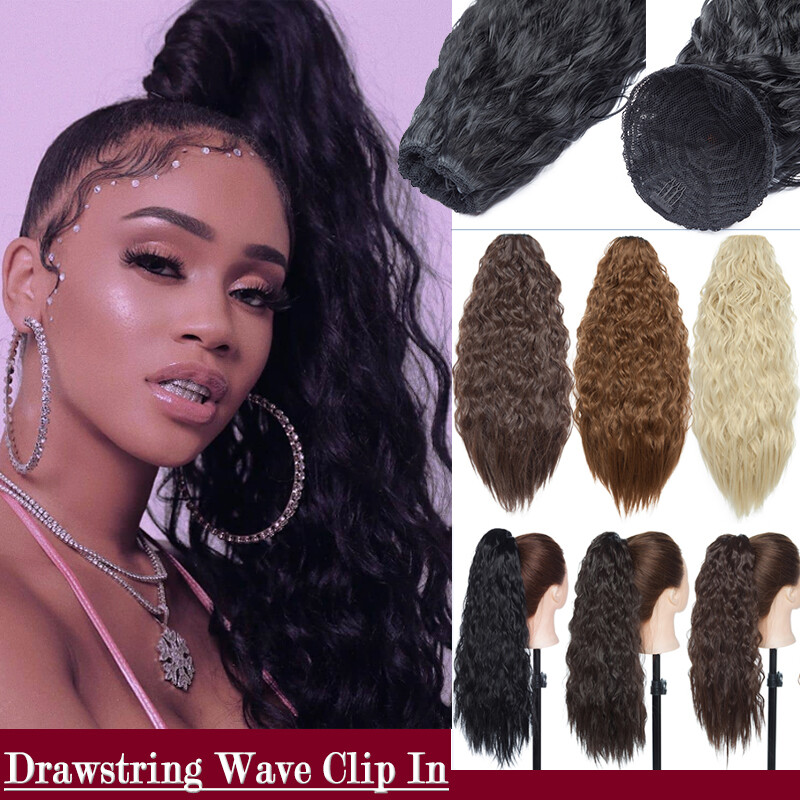 Instant Pony Tail Drawstring Clip In Ponytail Extensions Hair Corn