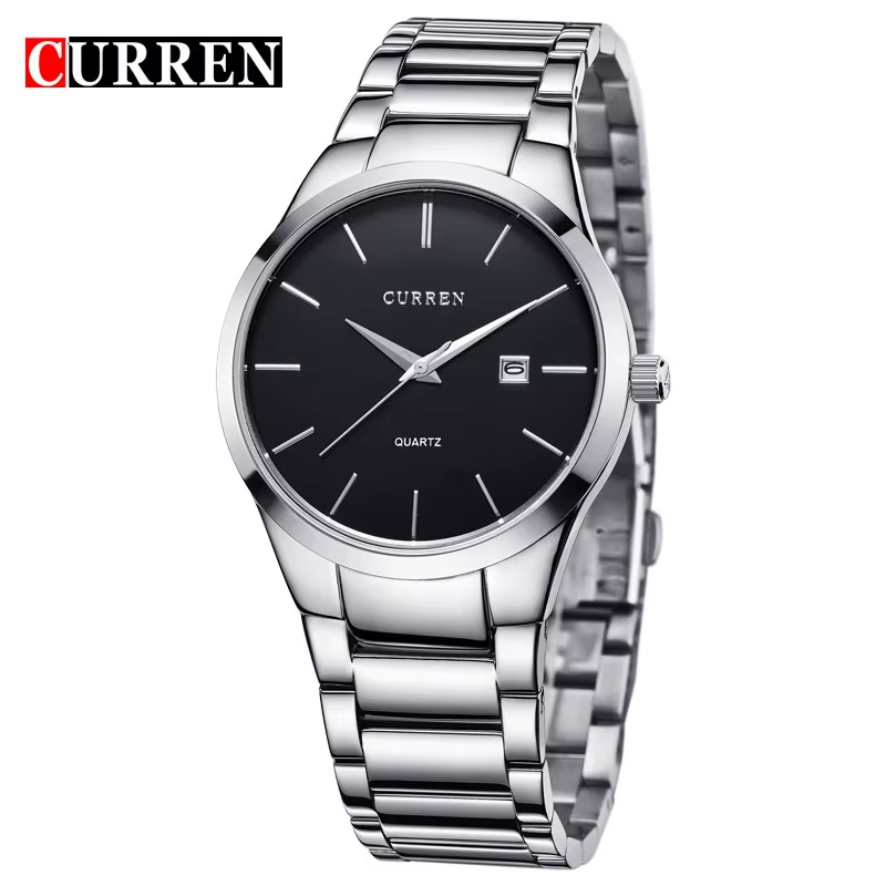 Men Watches Top Brand Luxury Male Watch Full Steel Display Date Fashion Quartz-W