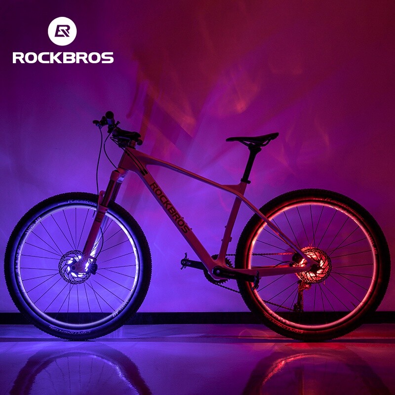 ROCKBROS Bike Wheel Hub Lights Flashlight Spoke Waterproof 7Color USB LED Safety