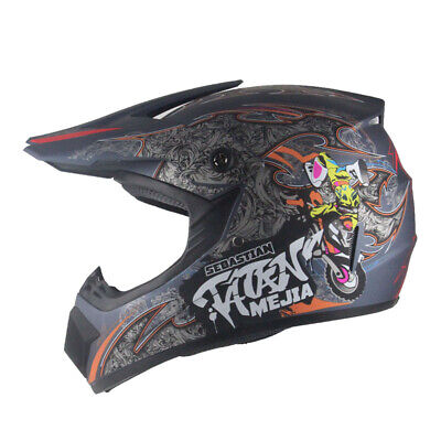 Kinder Crosshelm Mejia mattgrau Cross Helm Motorradhelm Kinderhelm Quadhelm