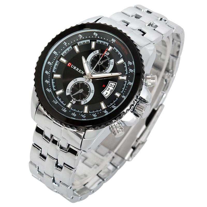 Orologio Polso Curren 8082 Uomo Analogico Quarzo Business Data Silver Nero lac