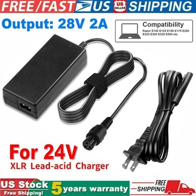 28V 2A Battery Charger For Razor Electric Scooter E100 E300 E125 E150 E175 E500